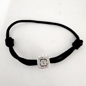 Rhinestone black‎ satin cord bracelet adjustable